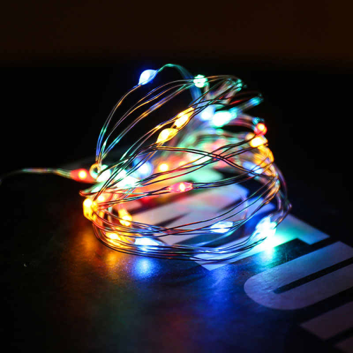 Series de luces led de alambre con corcho 2mts multicolor de pilas 3pzas