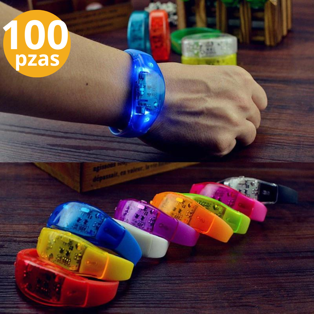 Pulseras Led Audiorítmicas 100pzas | Para Conciertos Festivales Boda Fiesta Xv Años Graduaciones Batucada