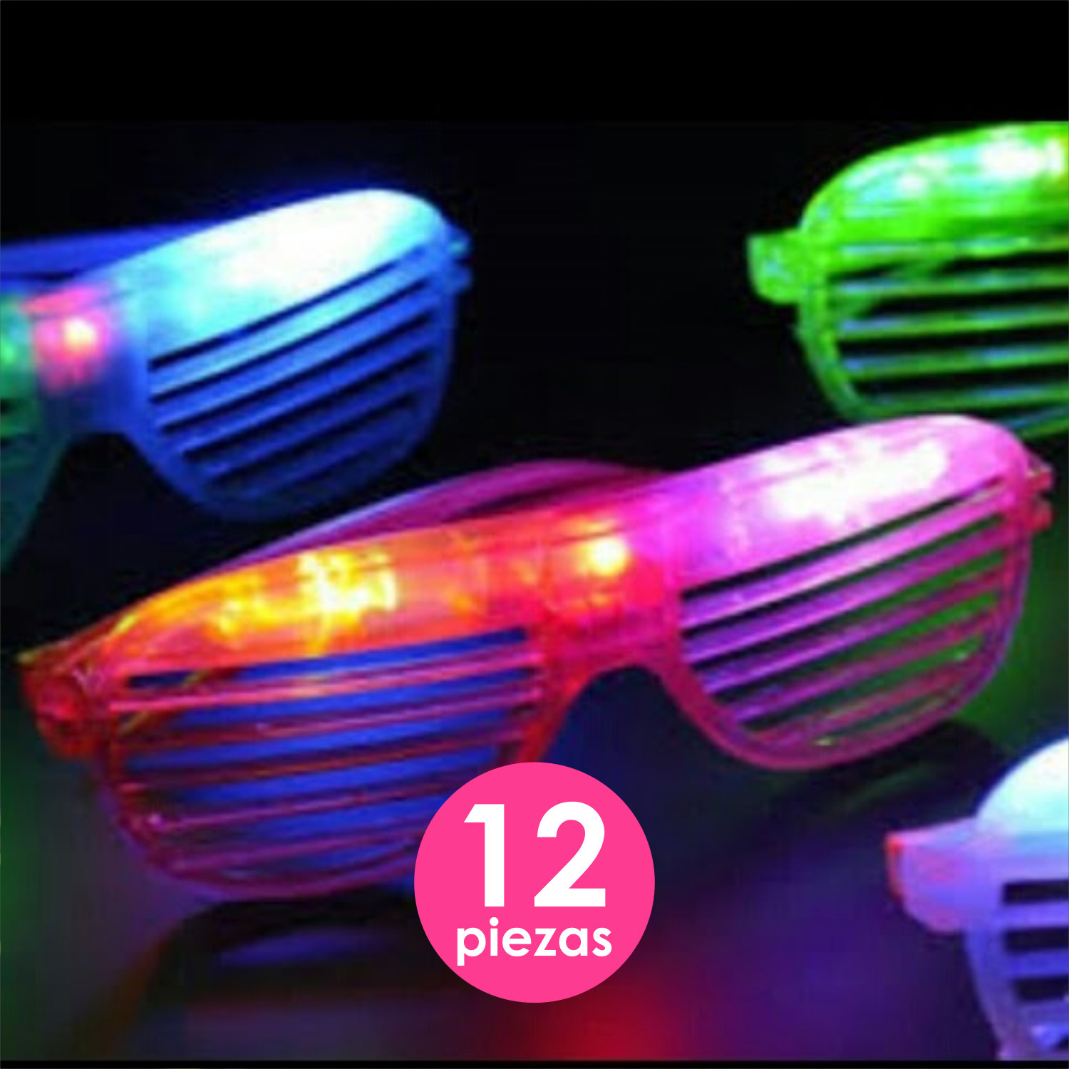 Paquete Fiesta Luminosa Foco Led Giratorio Lentes Led Pulseras Neon 44 pzs