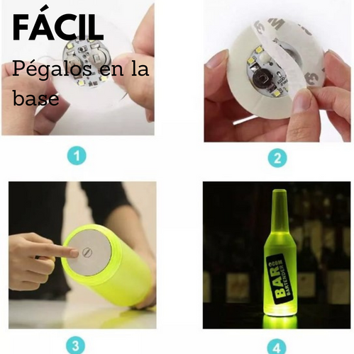 Base Sticker Posavasos de Luz Led 10pzas