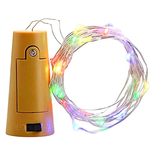 Series de luces led de alambre con corcho 2mts multicolor de pilas 3pzas